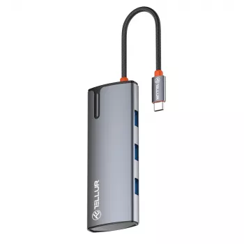 USB-C-hub Tellur TLL321061 met PD 3.0 100W, HDMI-uitgang en 3× USB 3.0-aansluitingen