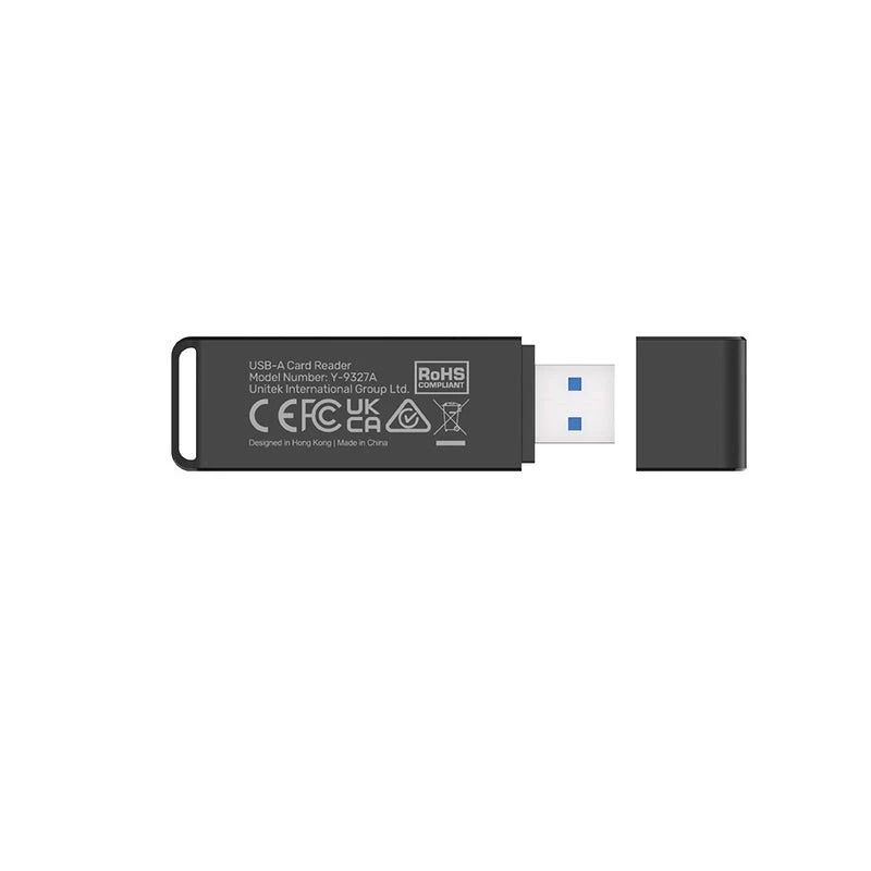 Kaartlezer Unitek Y-9327A USB 3.2 Gen 1 Type-A — MicroSD/SD, 2 sleuven, 5000 Mbit/s, zwart