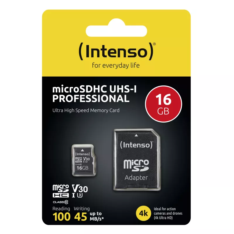 GEHEUGEN MICRO SDHC 16GB C10/W/ADAPTER 3433470 INTENSO