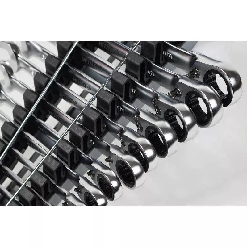 Ringratelsleutelset Wiha 44661, omschakelbaar, 12-delig, sleutelwijdtes SW 8–19 mm