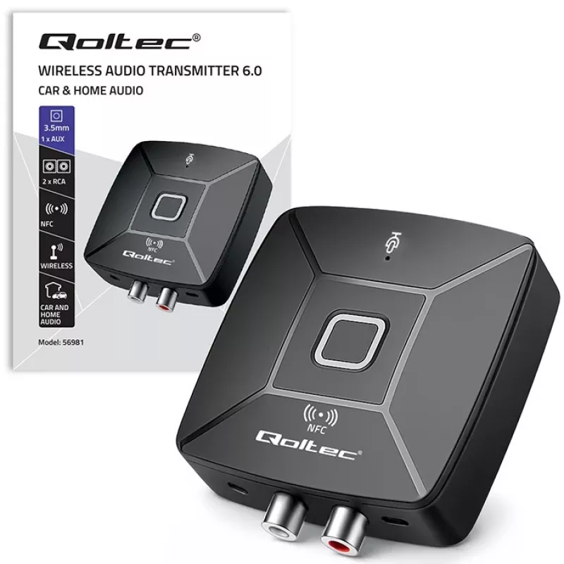 QOLTEC draadloze audio HiFi-zender/ontvanger model 56981 — Bluetooth/line-in audiobridge