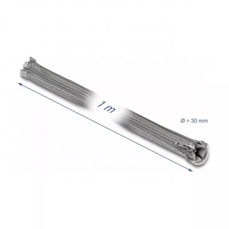 Gevlochten slang DeLOCK 20825 1 m x 30 mm grijs