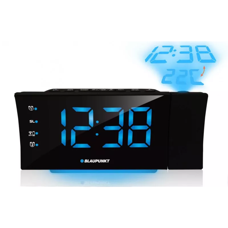 Blaupunkt CRP81USB wekkerradio met projectie en USB-oplaadpoort, zwart