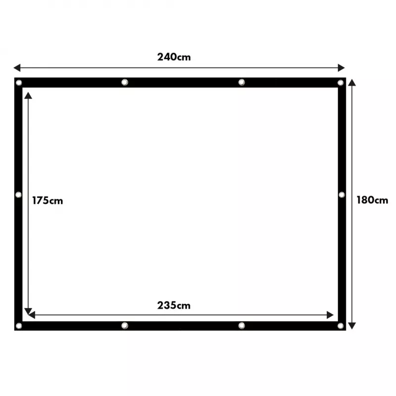 Projectiescherm MACLEAN MC-169 — vrijstaand/hangend polyester, 240×180 cm (4:3), 120 inch diagonaal
