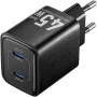Vention FEFB0-EU 45W indoor AC-snellader 2× USB-C — voor smartphone, laptop, tablet, smartwatch, koptelefoon (zwart)