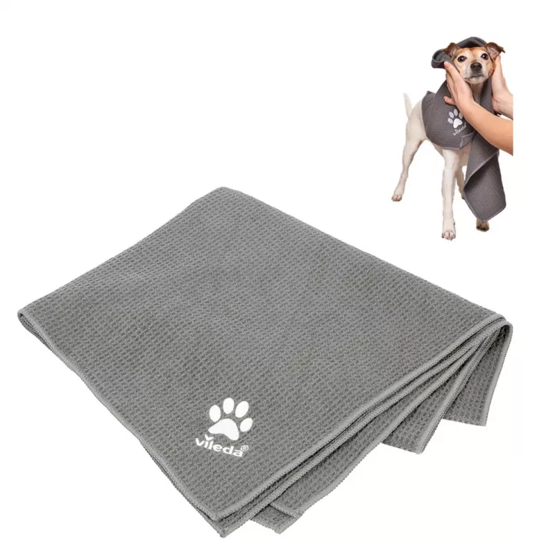 Handdoek VILEDA Pet Wipes 172650 450x700 mm, polyester, machinewasbaar, grijs