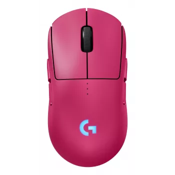 Logitech G PRO 2 - muis - gaming - rechts- en linkshandig - optisch - 8 toetsen - draadloos, bedraad - 2,4 GHz, USB - USB Logitech LIGHTSPEED-ontvanger - roze (910-007310)