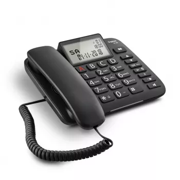 Analoge telefoon Gigaset DL380 met nummerherkenning, bedrade hoorn, zwart