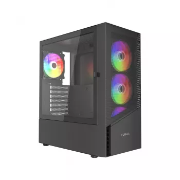 PC-behuizing GEMBIRD Fornax 4300 midi tower ATX, gehard glas, 2x 3,5-inch vakken, 3x 2,5-inch vakken, ARGB-ventilatorondersteuning, USB 3.2 Gen1