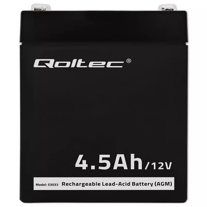 Qoltec 53033 AGM-accu 12 V 4,5 Ah, max. 1,35 A, onderhoudsvrij