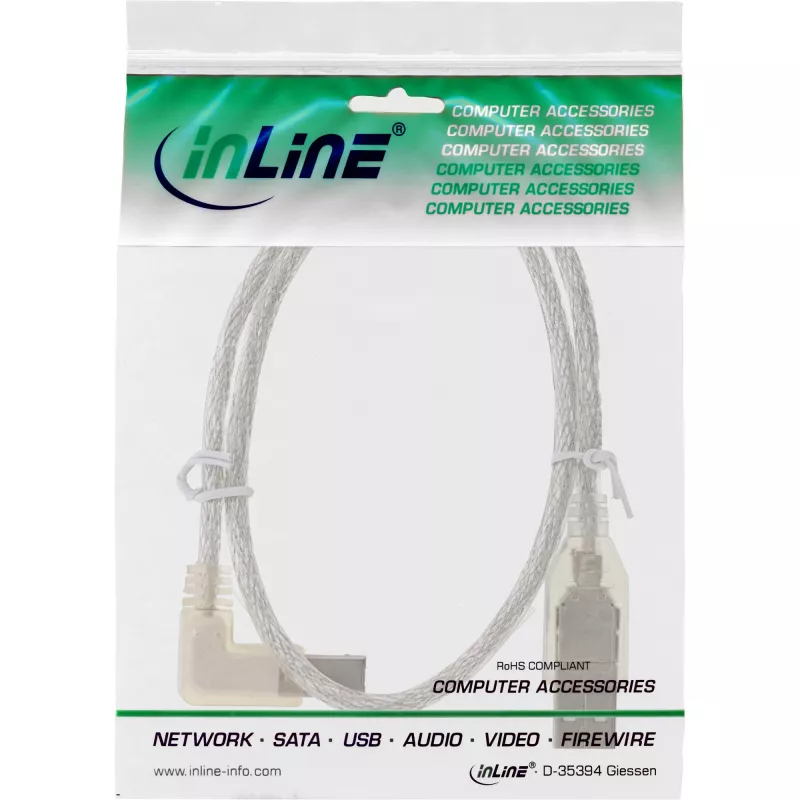 Microconnect USBAB5ANGLED-L USB-kabel USB 2.0 5 m USB A USB B wit
