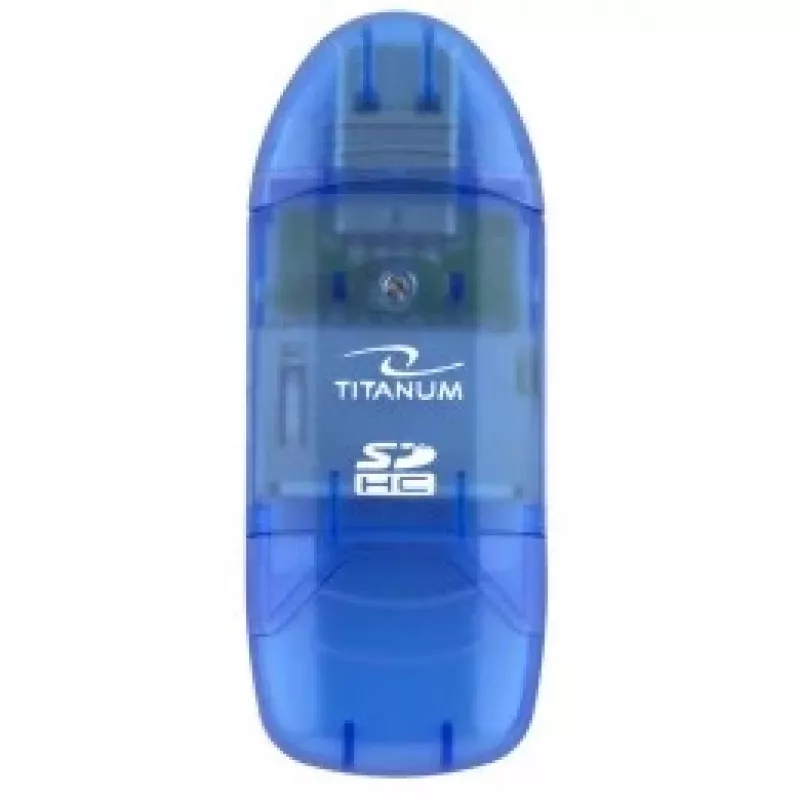 Titanum TA101B externe kaartlezer, USB 2.0, MicroSDHC/miniSD/MMC/SD/SDHC, blauw
