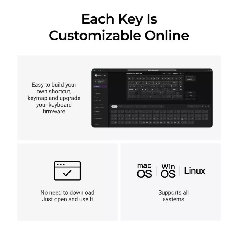 Mechanisch 75%-toetsenbord Keychron V1 Ultra 8K — QWERTY, Bluetooth & kabel, RGB, zwart