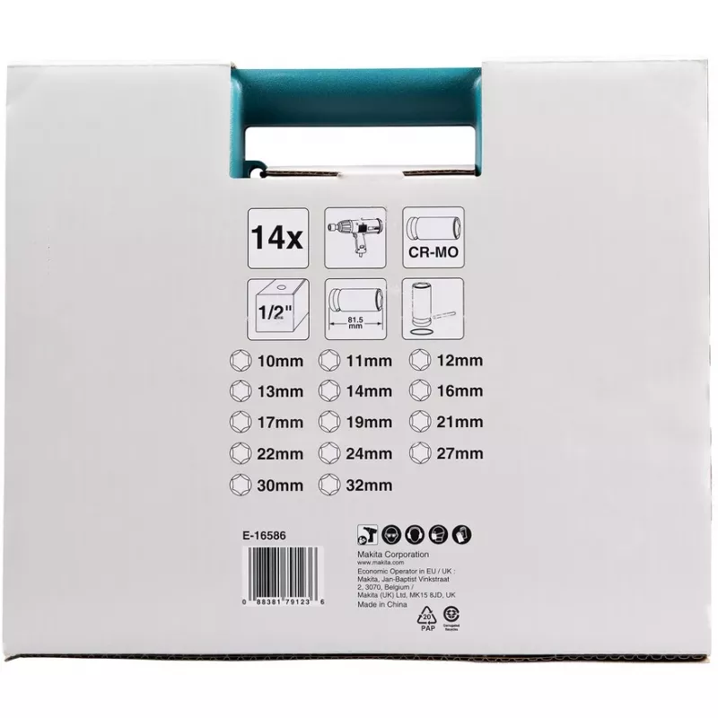 Makita E-16586 slagschroevendraaier-dopsleutel dopsleutelset zwart, groen