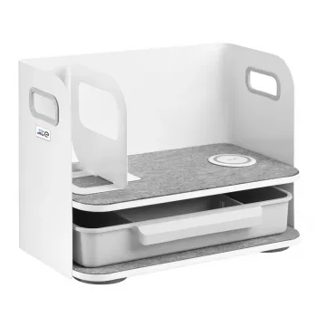 Bureau-organizer met lade en draadloze oplader Ergo Office, wit, max. 10kg, ER-441