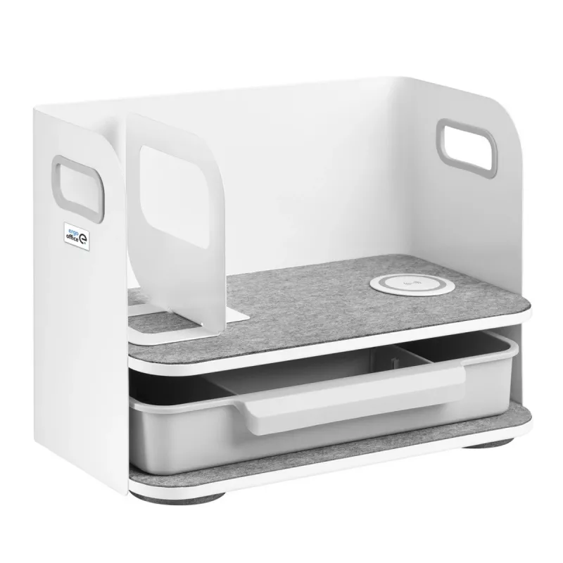 Bureau-organizer met lade en draadloze oplader Ergo Office, wit, max. 10kg, ER-441