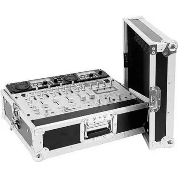 Mixercase Omnitronic MCV-19 8HE variabel — flightcase voor 19-inch rackapparatuur, 8 HE hoog, aanpasbare binnenindeling