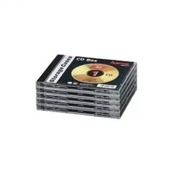 Hama CD jewel case standaard, pack 5 C-shell case 1 discs zwart, transparant