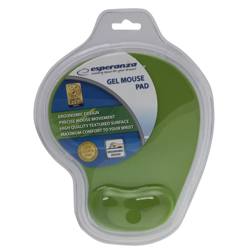 Muispad ESPERANZA EA137G gel met polssteun, effen groen, antislip onderkant