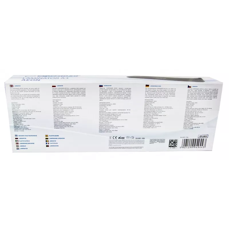 Esperanza EFL003 lamineerapparaat koud-/heetlamineerapparaat 250 mm/min zwart