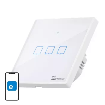 Wandgemonteerde slimme lichtschakelaar Sonoff T2 EU TX 3-kanaals Wi‑Fi + RF 433 bediening