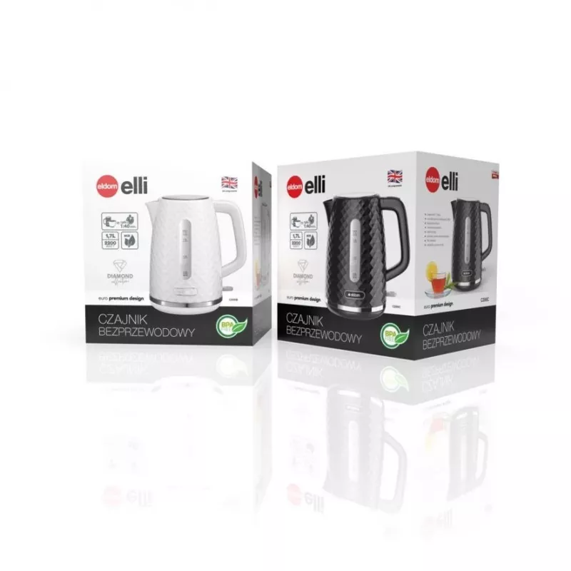 C280C ELDOM Waterkoker ELLI, inhoud 1,7 l, vermogen 2200 W, zwart, Strix, zwart