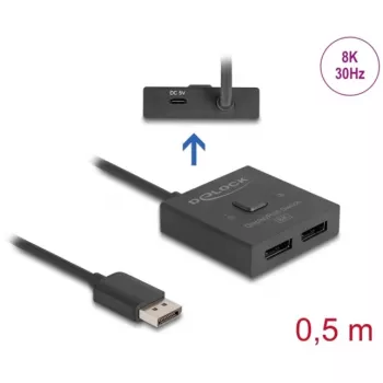 Delock - videosplitter/-switch - 8K, bidirectioneel - 2 x DisplayPort - desktop (18906)