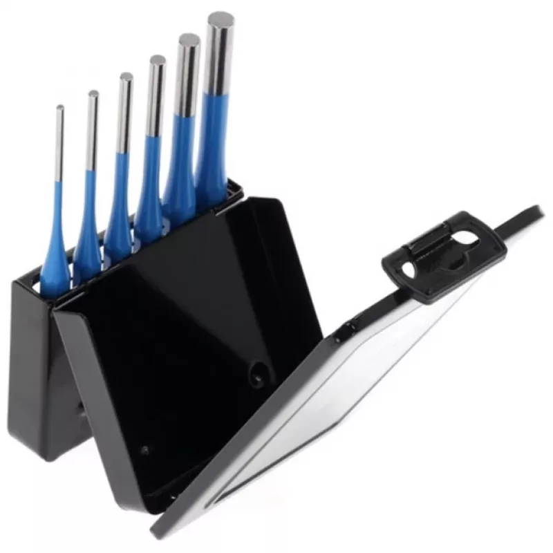 Splinttrekker-set 316 D, 6-delig (blauw, in metalen opklapbare cassette)