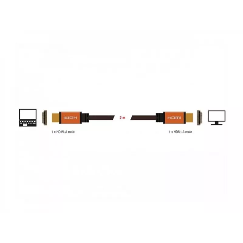 HDMI-kabel DeLOCK 85729 2 m HDMI Type-A standaard zwart goud