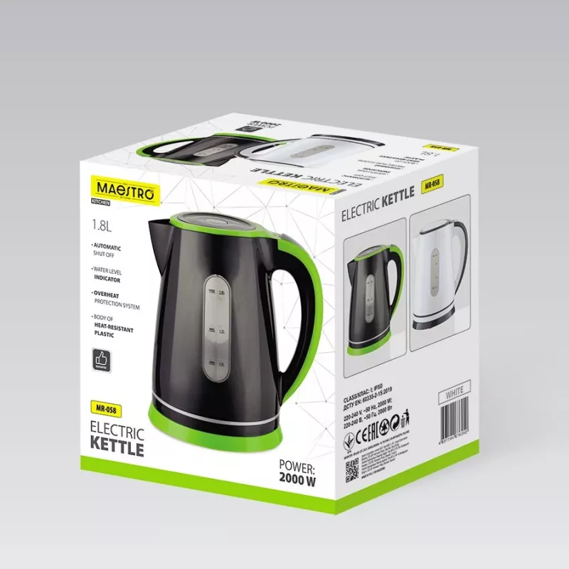 Elektrische waterkoker Maestro MR-058-zwart — 1,8 L inhoud, 2000 W vermogen