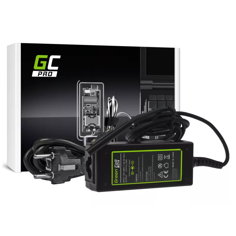 Voeding Green Cell AD63P 36W 12V 2,58A indoor laptop oplader, zwart