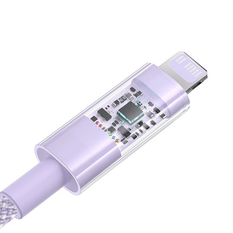 USB-C naar Lightning snellaadkabel Baseus Gem 1 m 20 W Paars, nylon omhulling, 7-pin Lightning