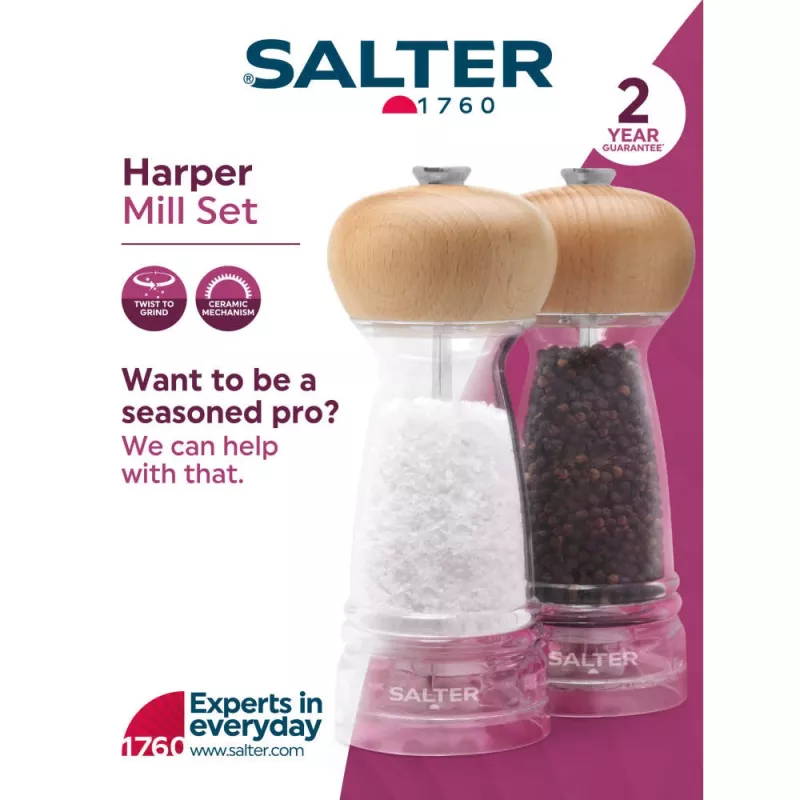 Zout- en pepermolenset Salter beukenhout 4-delig BW12949BEU7