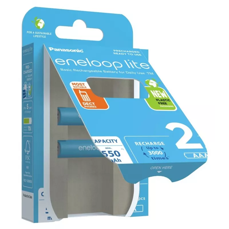 Oplaadbare batterijen PANASONIC ENELOOP LITE AAA 550 mAh 2 st. (BK-4LCCE/2CP)