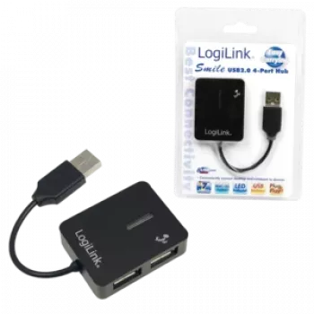 USB-hub LOGILINK UA0139 – 4-poorts USB 2.0, 480 Mbit/s, zwart