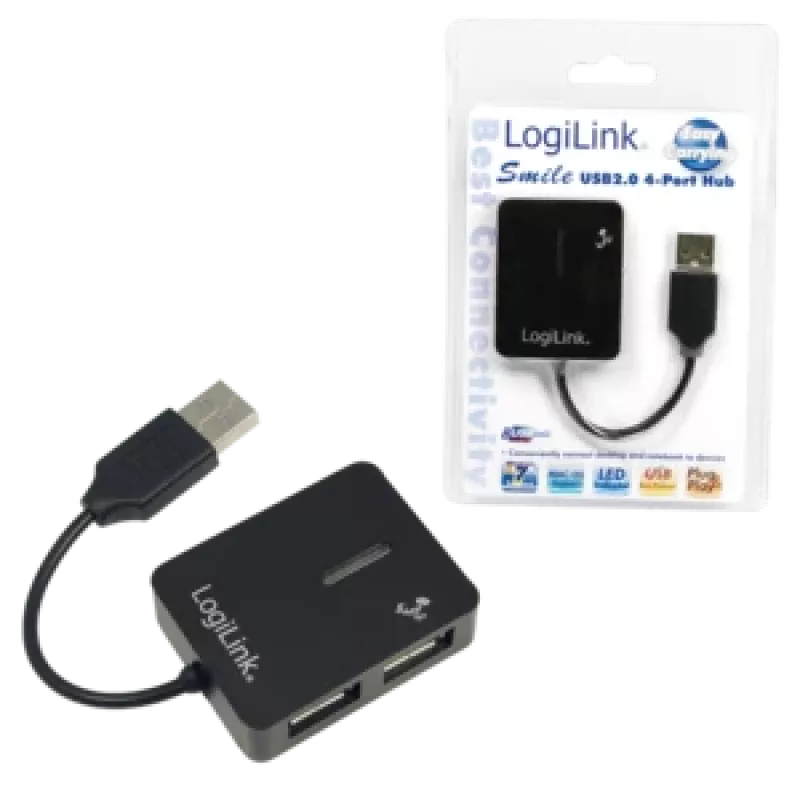 USB-hub LOGILINK UA0139 – 4-poorts USB 2.0, 480 Mbit/s, zwart
