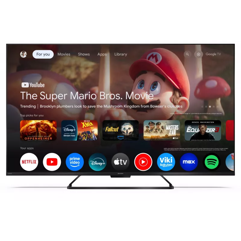 Smart-tv Sharp 55HR7265E 55 inch Google TV, zwart, energie-efficiëntieklasse F