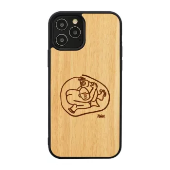 Telefoonhoes man and wood voor iPhone 12 / 12 Pro met kind-en-vis-ontwerp