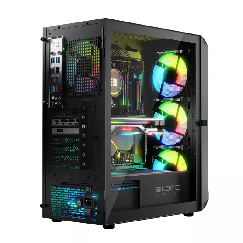 LOGIC CONCEPT Portos ARGB ATX mid-tower behuizing, zwart