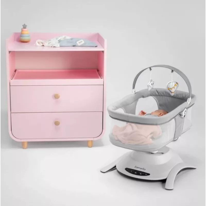 Wieg / schommelwieg Lionelo Bella set grijs beton – babybed met schommel functie