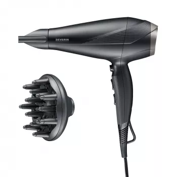 Haardroger SEVERIN HT0167 zwart/zilver, 1600 W, compact opvouwbaar design