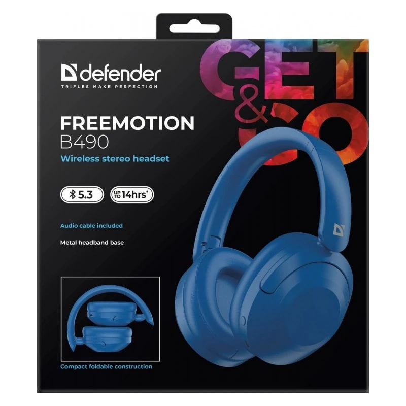 Draadloze hoofdtelefoon Defender Fre Emotion B490 — blauw, on-ear, Bluetooth, ingebouwde microfoon