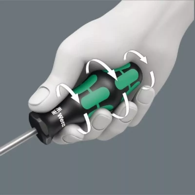 Wera 335/350/367/7 Kraftform schroevendraaierset met rek, 7 st., Lasertip, sleuf/Phillips/Pozidriv