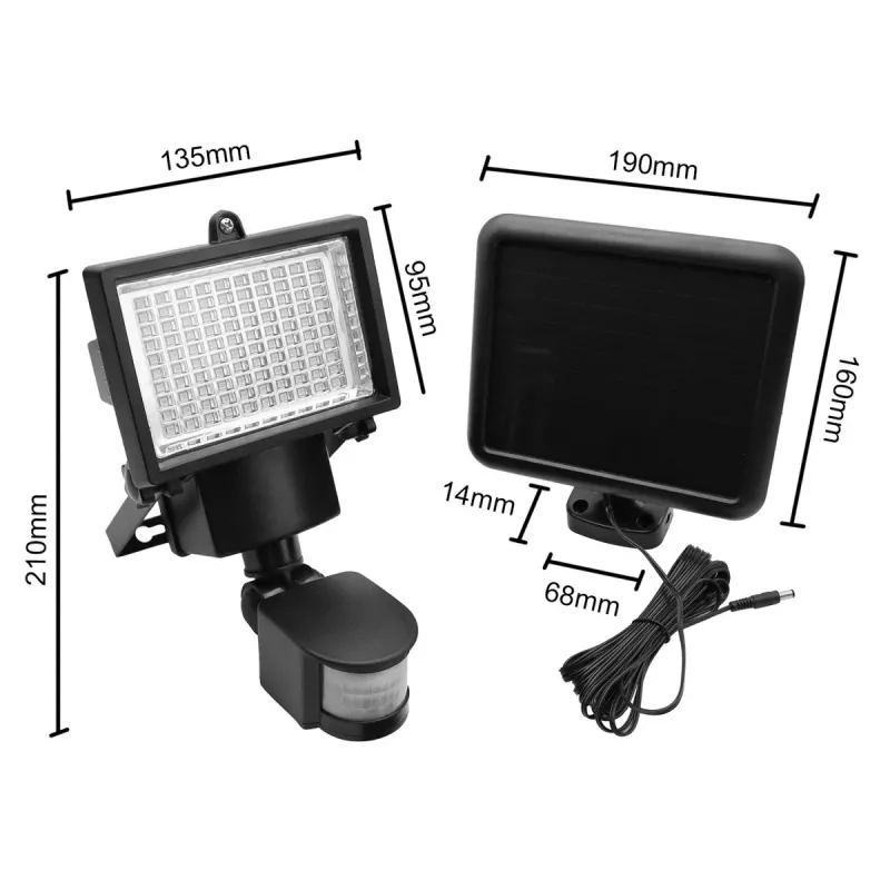 Maclean MCE442 solar-LED-schijnwerper met bewegingssensor floodlight wandmontage lamp schemer IP44 6W 6000K