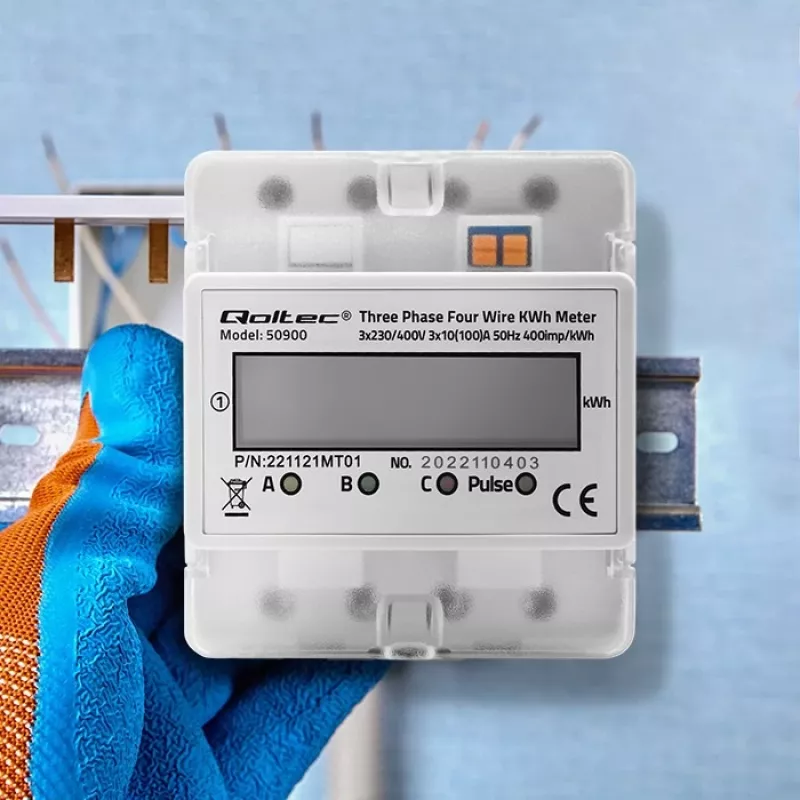 Driefasige elektronische energiemeter QOLTEC 50900 400V LCD 4P