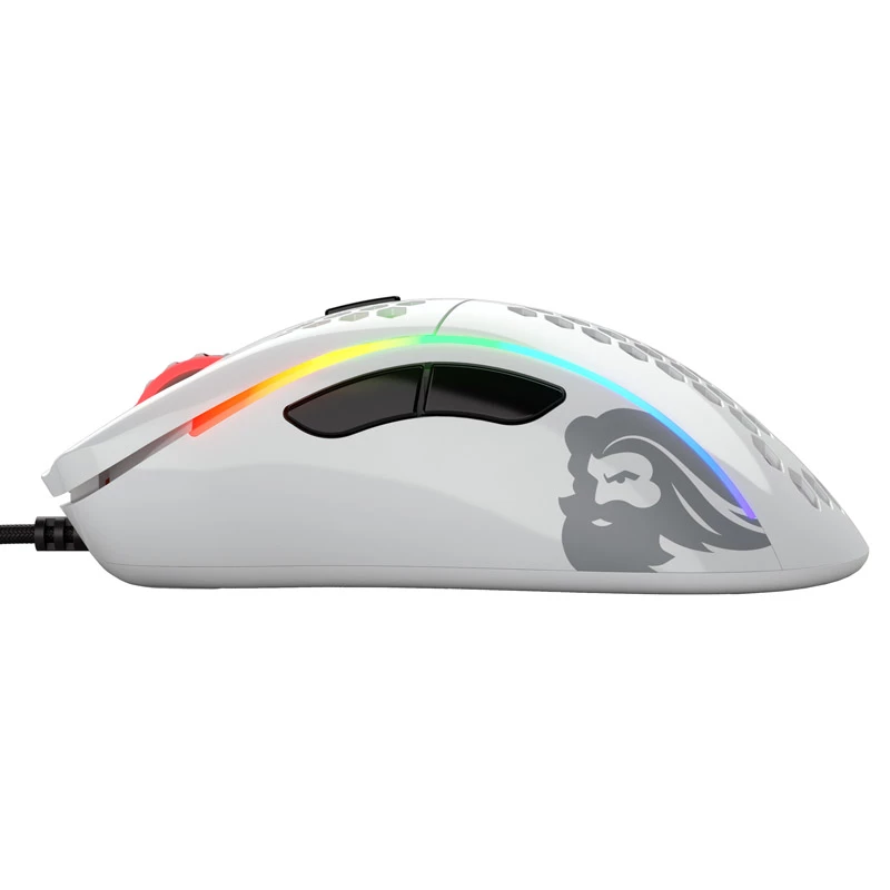 Glorious Model D gamingmuis - wit, glanzend + grip tape - zwart
