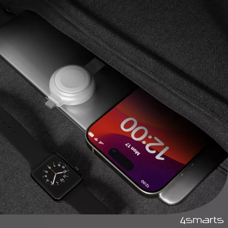 Oplader 4smarts QI2 smartwatch zilver USB draadloos snelladen