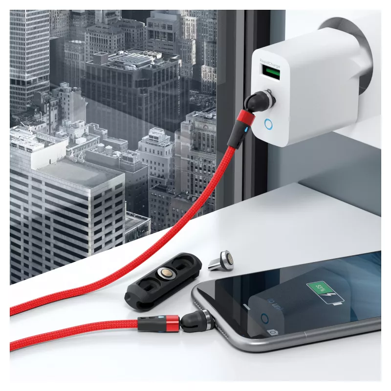 USB-kabel RealPower MagneticCharge2 1 m rood snel opladen gegevensoverdracht