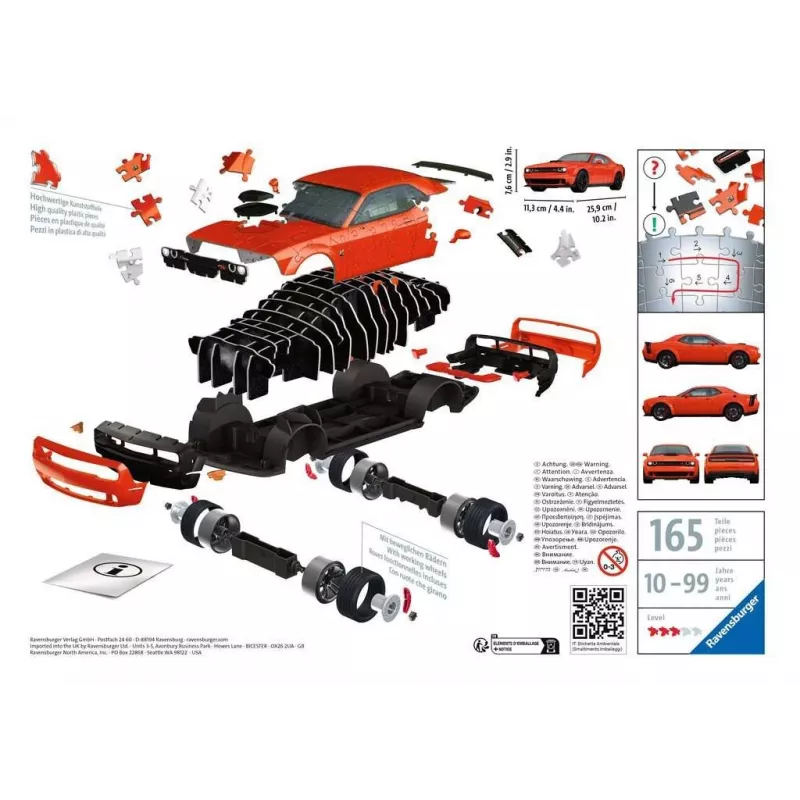 3D-puzzel Ravensburger Dodge Challenger R/T Scat Pack Widebody 108 stukjes