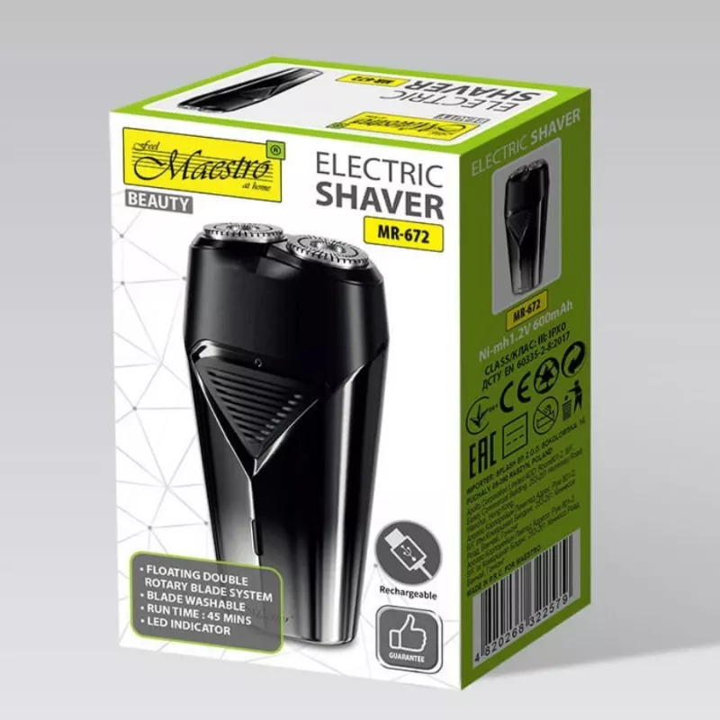 Elektrisch scheerapparaat Maestro MR-672 USB oplaadbaar waterdicht – reisvriendelijke foliescheerder